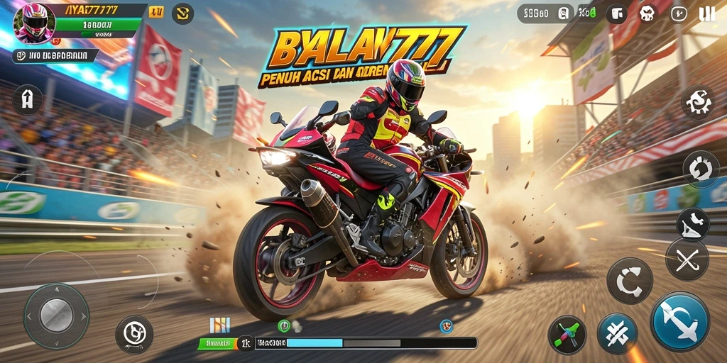 Screenshot utama IYA777 menampilkan aksi balapan motor yang mendebarkan.