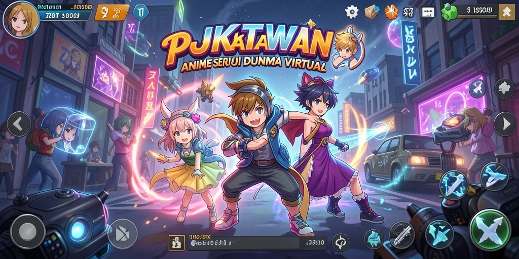 Tampilan gameplay JKTWIN yang menakjubkan dan penuh aksi anime.