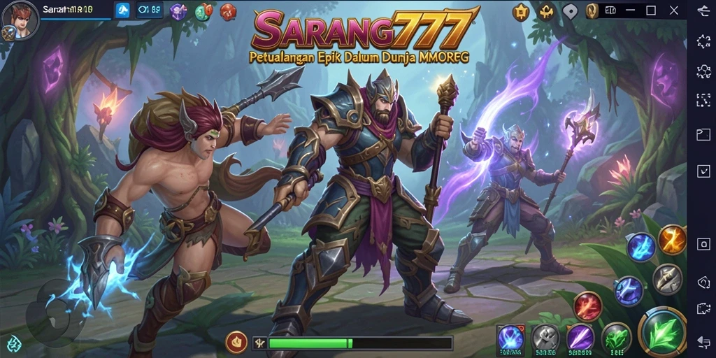 Tampilan mendebarkan gameplay SARANG777 di dunia MMORPG.