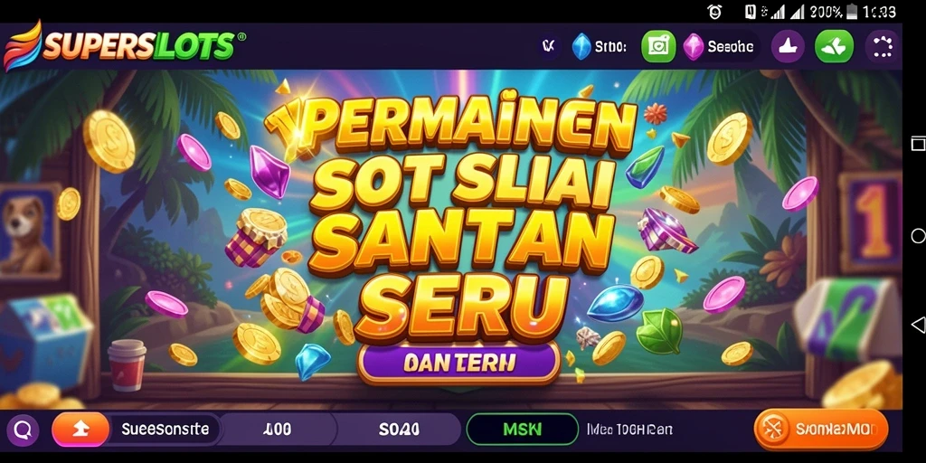 Tampilan gameplay SUPERSLOTS yang menghibur dan penuh warna.